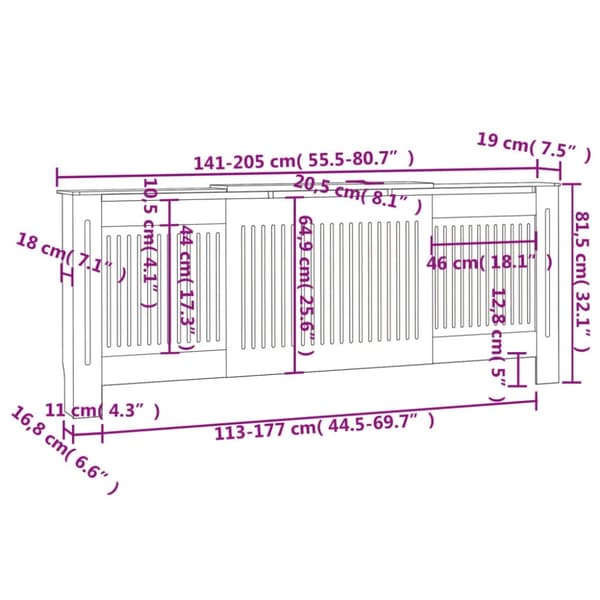 vidaXL Elementskydd MDF grå 205 cm