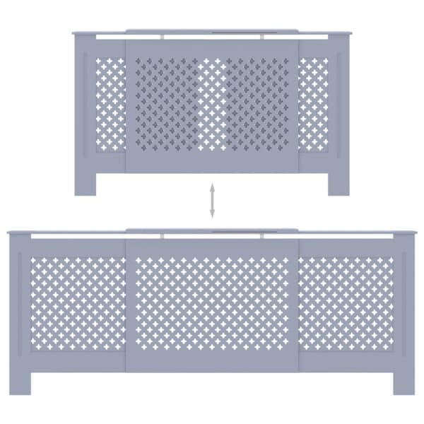vidaXL Radiatordeksel MDF grå 205 cm