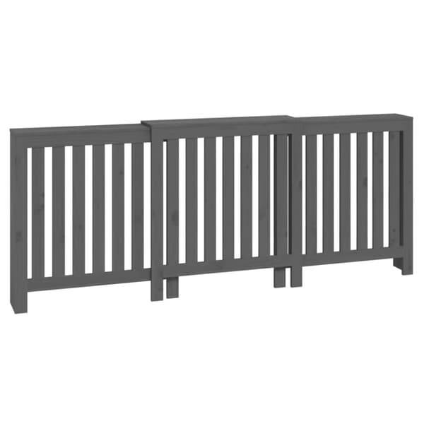 vidaXL Lämpöpatterin suoja harmaa 210x21x85 cm täysi mänty