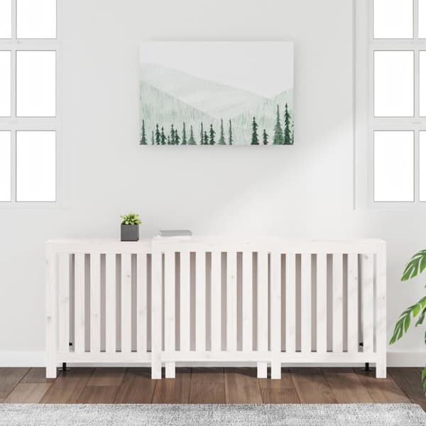 vidaXL radiatorskjuler 210x21x85 cm massivt fyrretræ hvid