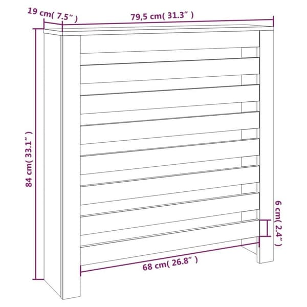 vidaXL Radiatordeksel 79,5x19x84 cm heltre furu