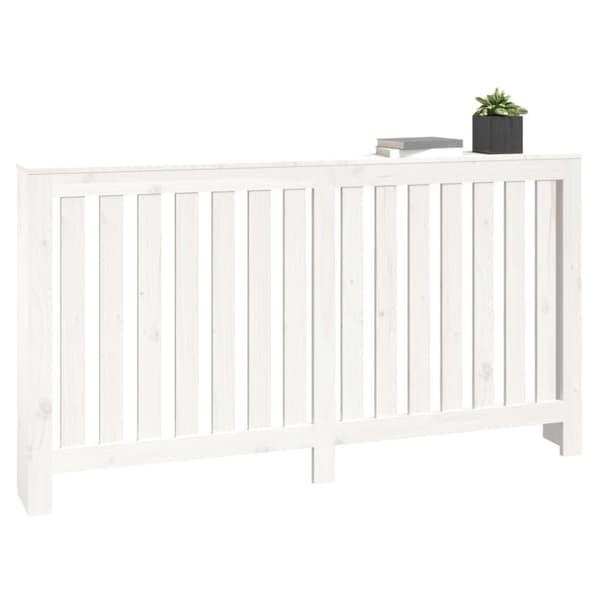 vidaXL Lämpöpatterin suoja valkoinen 153x19x84 cm täysi mänty