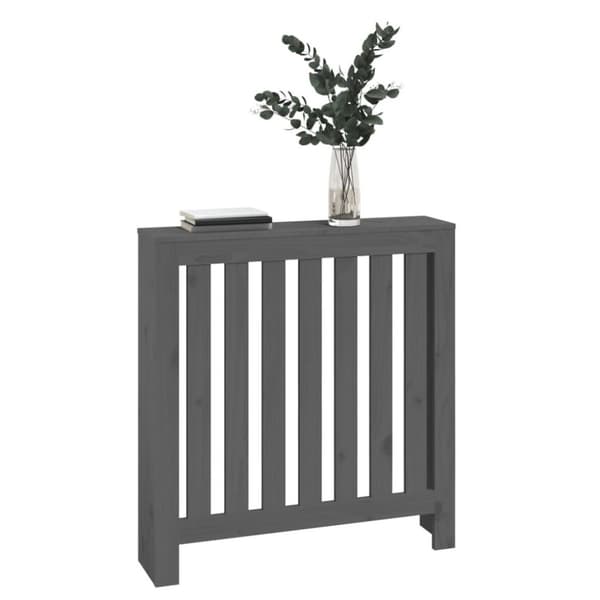 vidaXL Lämpöpatterin suoja harmaa 79,5x19x84 cm täysi mänty
