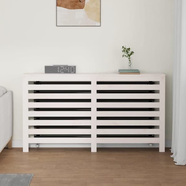 vidaXL Radiatordeksel hvit 153x19x84 cm heltre furu