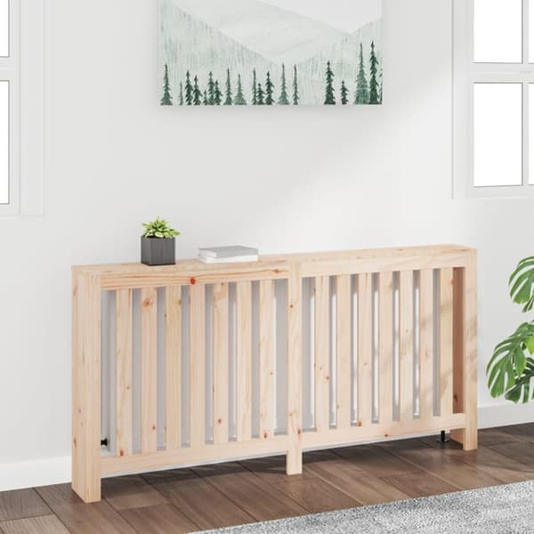vidaXL Lämpöpatterin suoja 169x19x84 cm täysi mänty