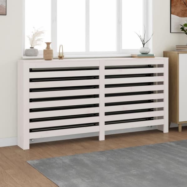 vidaXL Radiatordeksel hvit 169x19x84 cm heltre furu