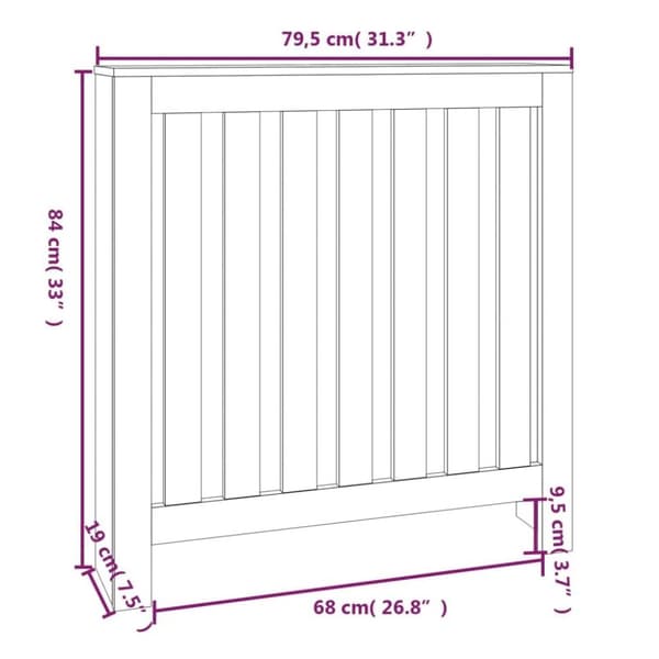 vidaXL radiatorskjuler 79,5x19x84 cm massivt fyrretræ hvid