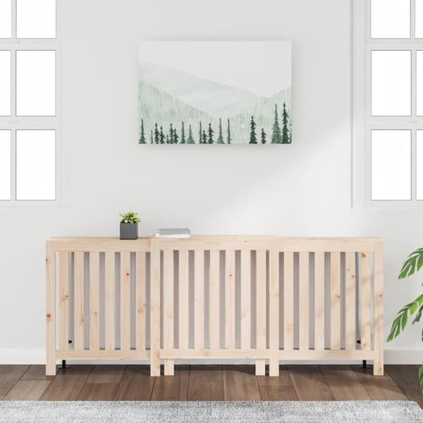 vidaXL Radiatordeksel 210x21x85 cm heltre furu