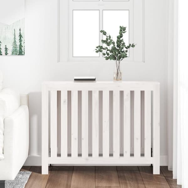 vidaXL Radiatordeksel hvit 108,5x19x84 cm heltre furu