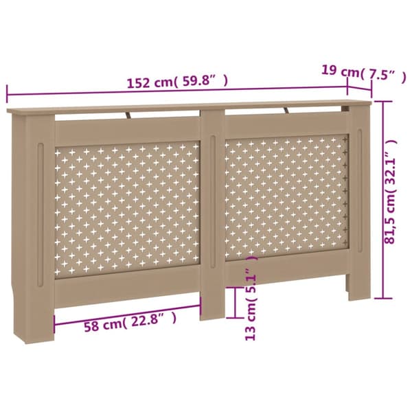 Lämpöpatterin suoja MDF 152x19x81,5 cm