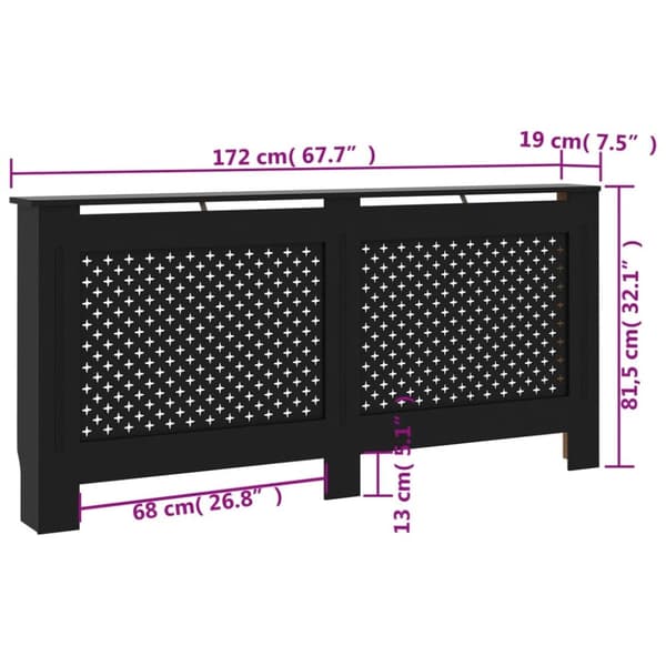 radiatorskjuler 172x19x81,5 cm MDF sort