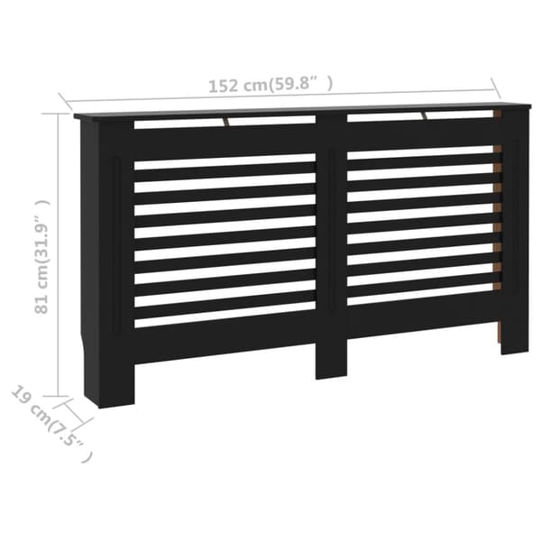 radiatorskjuler 152x19x81,5 cm MDF sort