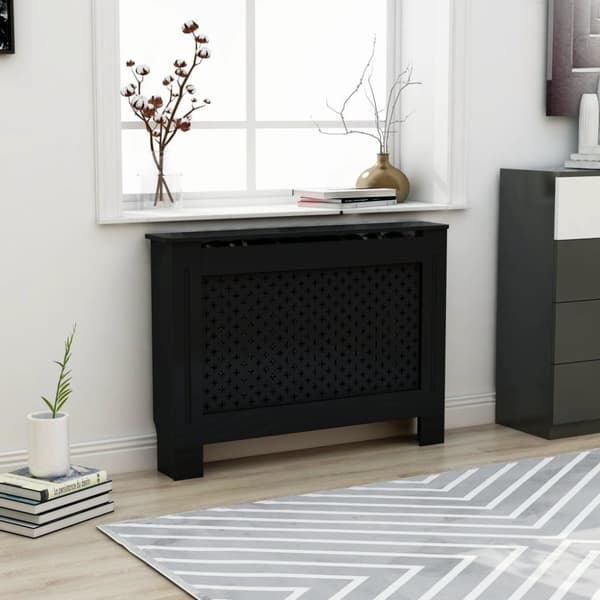 radiatorskjuler 112x19x81,5 cm MDF sort