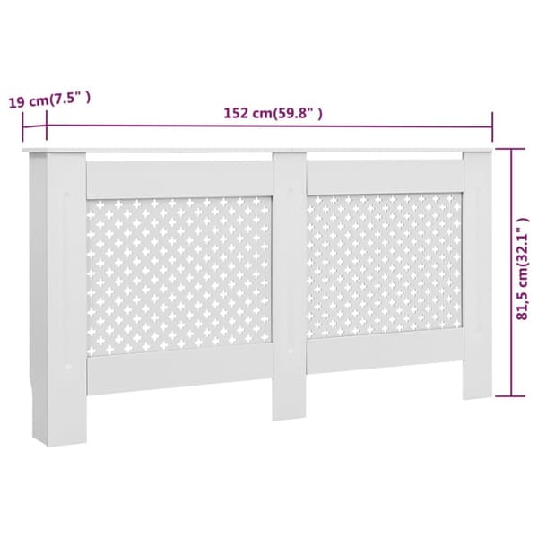 radiatorskjulere 2 stk. 152 x 19 x 81,5 cm MDF hvid