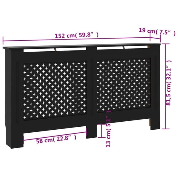 radiatorskjuler 152x19x81,5 cm MDF sort