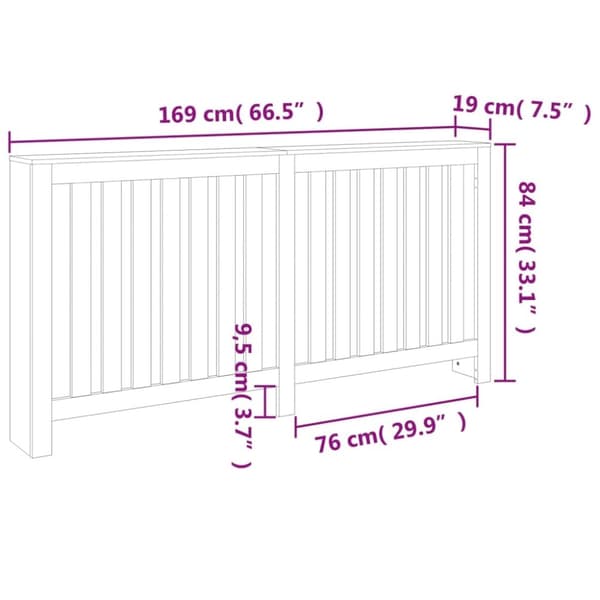 vidaXL Radiatordeksel voksbrun 169x19x84 cm heltre furu