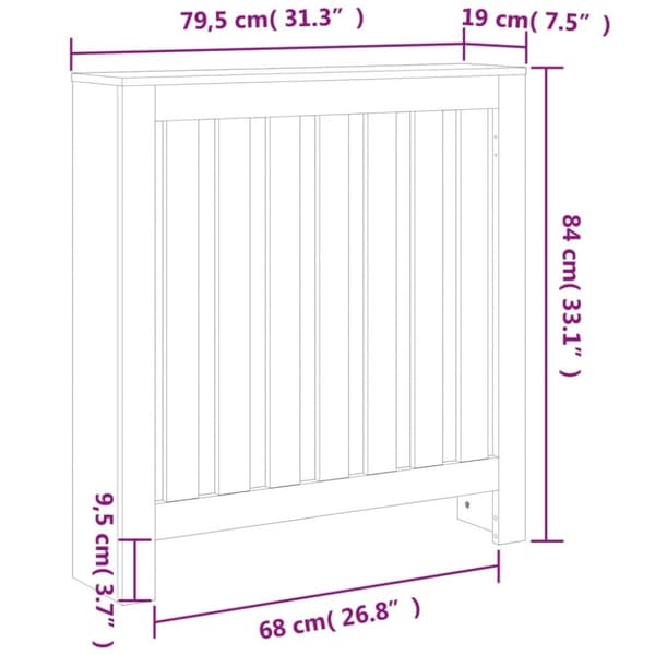 vidaXL Radiatordeksel voksbrun 79,5x19x84 cm heltre furu