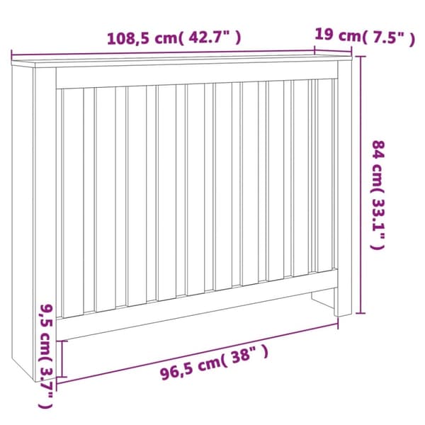 vidaXL Radiatordeksel voksbrun 108,5x19x84 cm heltre furu