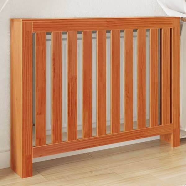 vidaXL Radiatordeksel voksbrun 108,5x19x84 cm heltre furu