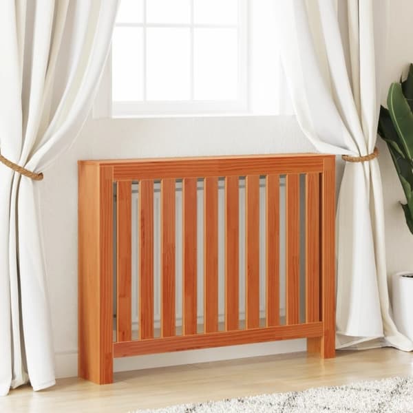 vidaXL Lämpöpatterin suoja vahanruskea 108,5x19x84 cm täysi mänty