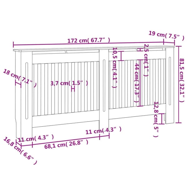 vidaXL radiatorskjulere 2 stk. MDF 172 cm hvid -  Radiatorer – tilbehør
