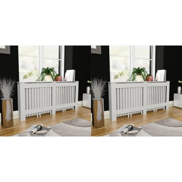 vidaXL Lämpöpatterin suojat 2 kpl MDF 172 cm valkoinen -  Lämpöpatteritarvikkeet