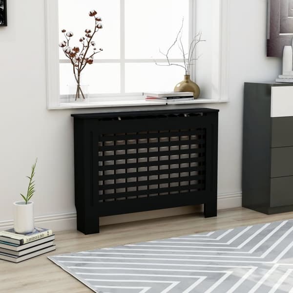 vidaXL Lämpöpatterin suoja musta 112x19x81,5 cm MDF - Lämpöpatteritarvikkeet