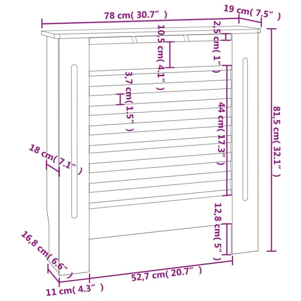 vidaXL MDF lämpöpatterin suoja musta 78 cm - Lämpöpatteritarvikkeet