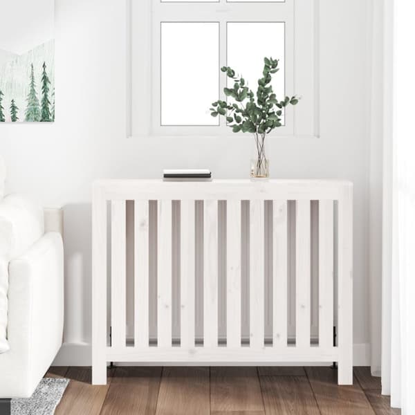 vidaXL Elementskydd Vit 108,5x19x84 cm massiv furu -  Tillbehör till värmeelement