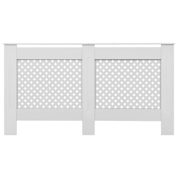 vidaXL Lämpöpatterin suoja MDF 152x19x81,5 cm valkoinen - Lämpöpatteritarvikkeet