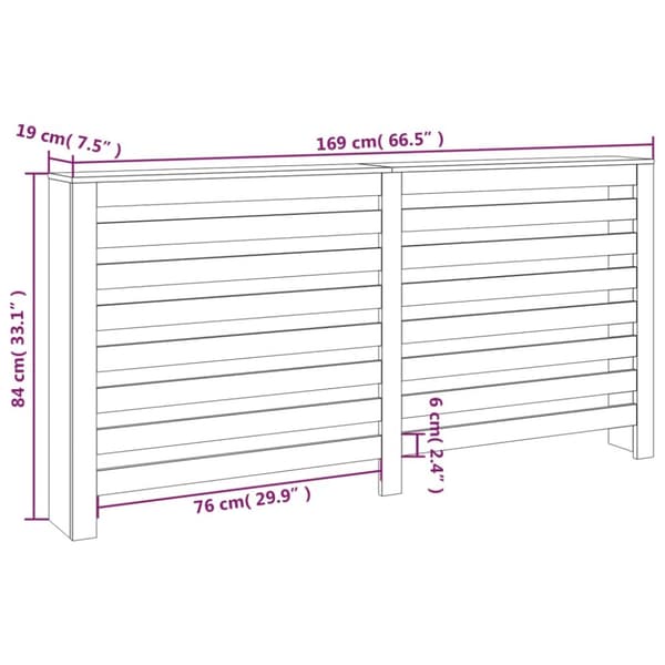vidaXL radiatorskjuler 169x19x84 cm massivt fyrretræ hvid -  Radiatorer – tilbehør