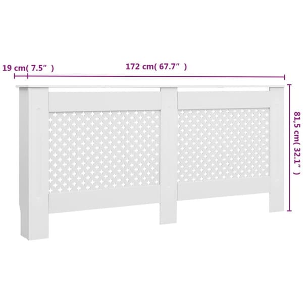 vidaXL radiatorskjulere 2 stk. 172 x 19 x 81,5 cm MDF hvid -  Radiatorer – tilbehør