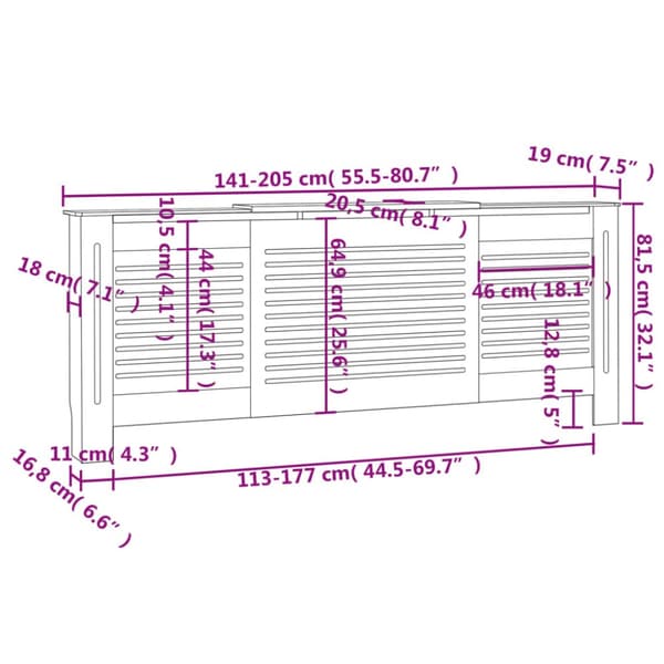 The Living Store radiatorskjuler 205 cm MDF hvid -  Radiatorer – tilbehør