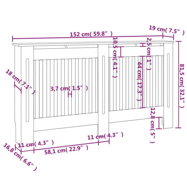 The Living Store radiatorskjulere 2 stk. MDF 152 cm hvid -  Radiatorer – tilbehør