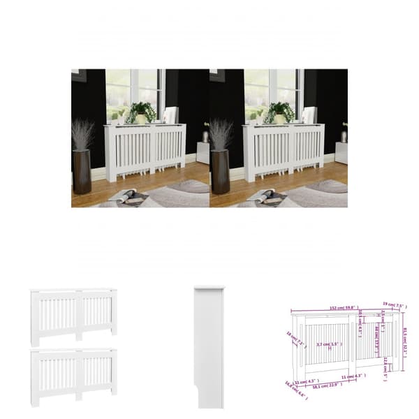 The Living Store radiatorskjulere 2 stk. MDF 152 cm hvid -  Radiatorer – tilbehør
