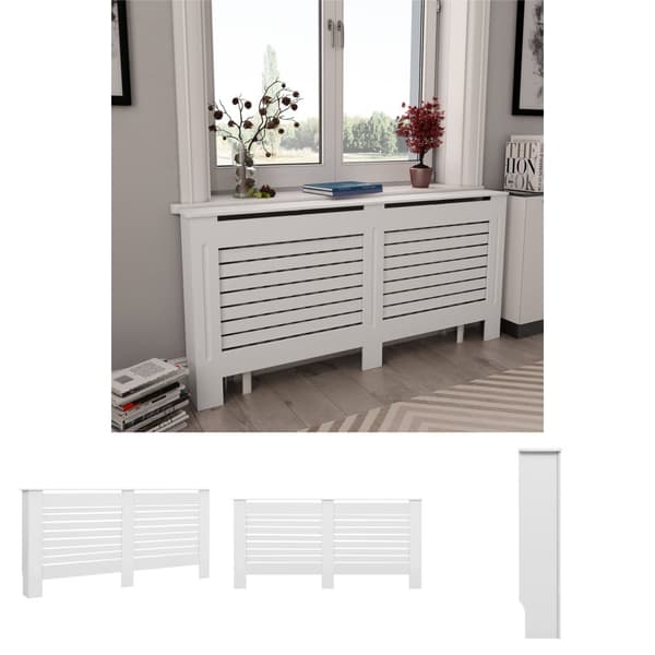 The Living Store Lämpöpatterin suoja MDF 172x19x81,5 cm valkoinen - Lämpöpatteritarvikkeet