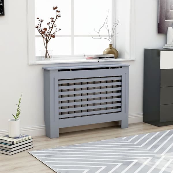 The Living Store radiatorskjuler 112x19x81,5 cm MDF antracitgrå - Radiatorer – tilbehør