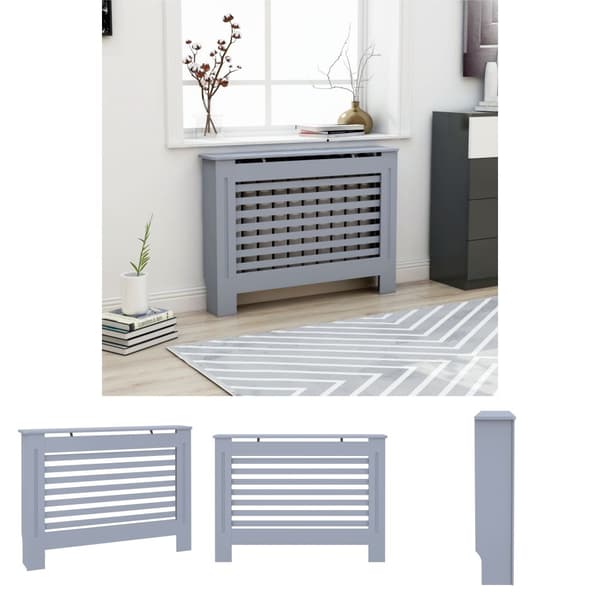 The Living Store radiatorskjuler 112x19x81,5 cm MDF antracitgrå -  Radiatorer – tilbehør