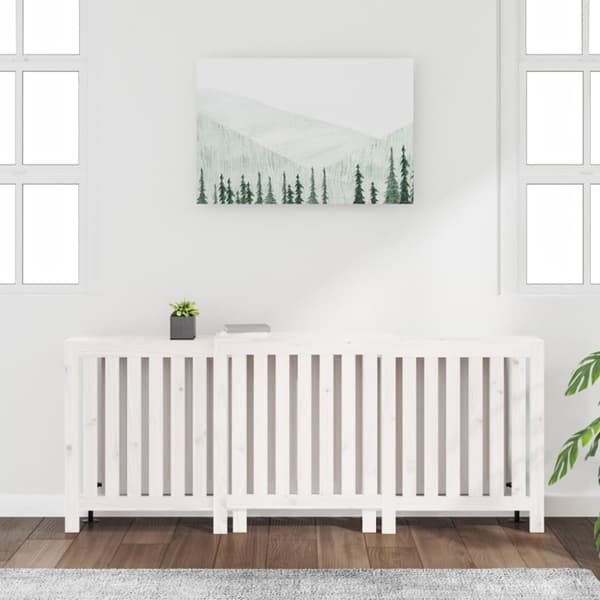 The Living Store radiatorskjuler 210x21x85 cm massivt fyrretræ hvid - Radiatorer – tilbehør