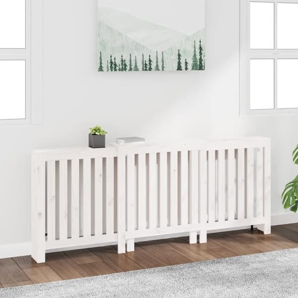 The Living Store radiatorskjuler 210x21x85 cm massivt fyrretræ hvid - Radiatorer – tilbehør