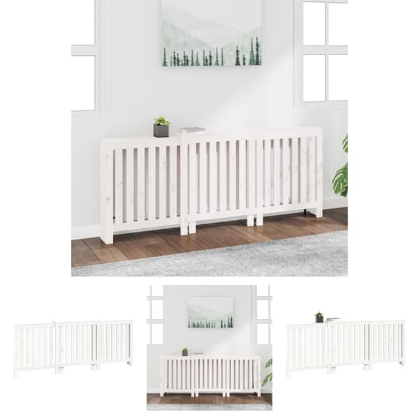 The Living Store radiatorskjuler 210x21x85 cm massivt fyrretræ hvid - Radiatorer – tilbehør