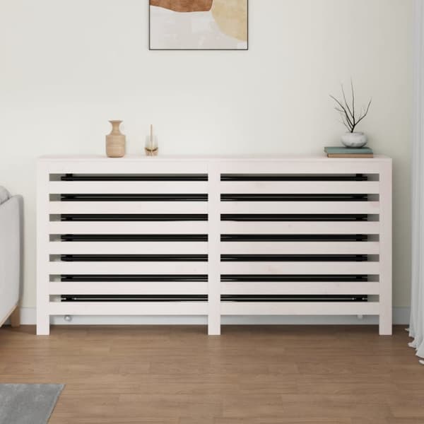 The Living Store Lämpöpatterin suoja valkoinen 169x19x84 cm täysi mänty - Lämpöpatteritarvikkeet