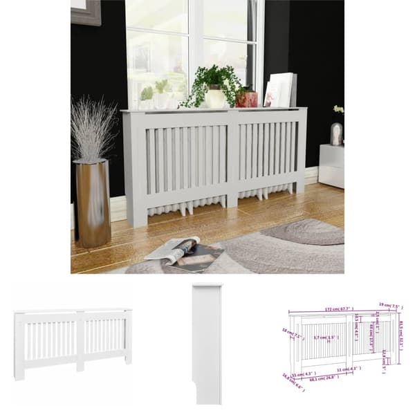 The Living Store radiatorskjuler hvid MDF 172 cm -  Radiatorer – tilbehør