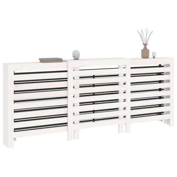 The Living Store radiatorskjuler 210x21x85 cm massivt fyrretræ hvid -  Radiatorer – tilbehør