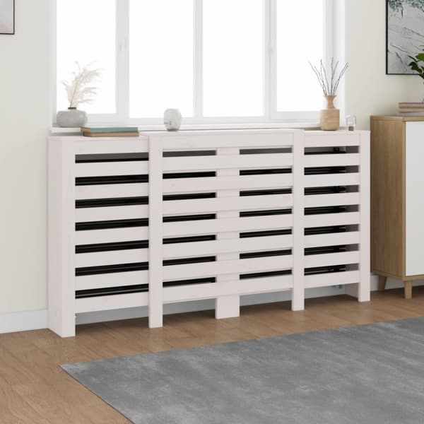 The Living Store radiatorskjuler 210x21x85 cm massivt fyrretræ hvid -  Radiatorer – tilbehør