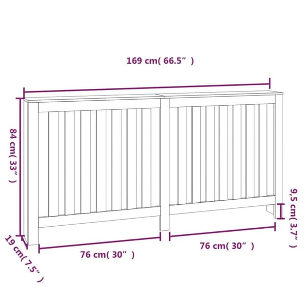 The Living Store radiatorskjuler 169x19x84 cm massivt fyrretræ hvid -  Radiatorer – tilbehør