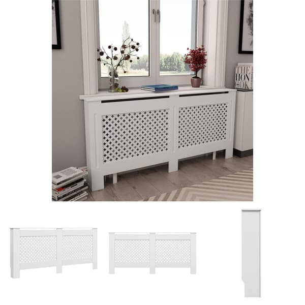 The Living Store radiatorskjuler MDF 172x19x81,5 cm hvid -  Radiatorer – tilbehør