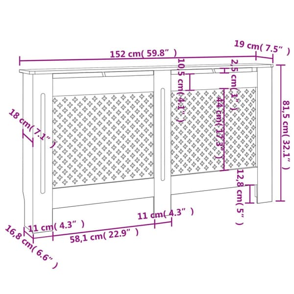 Radiatorer – tilbehør - Living radiatorskjuler 152x19x81,5 cm MDF