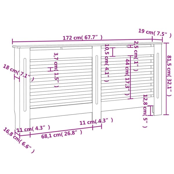Radiatorer – tilbehør - Living radiatorskjuler 172x19x81,5 cm MDF sort