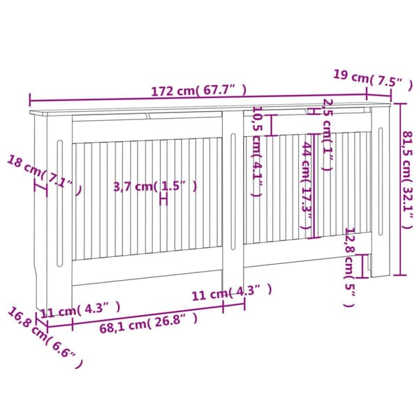 Lämpöpatteritarvikkeet - Living Lämpöpatterin suoja MDF 172 cm Valkoinen